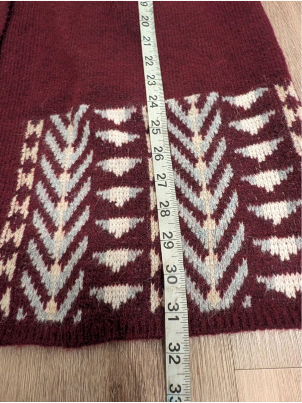 FRYE Women Med Burgundy Southwestern Aztec Fair Isle Open Front Cardigan Sweater - Picture 7 of 7